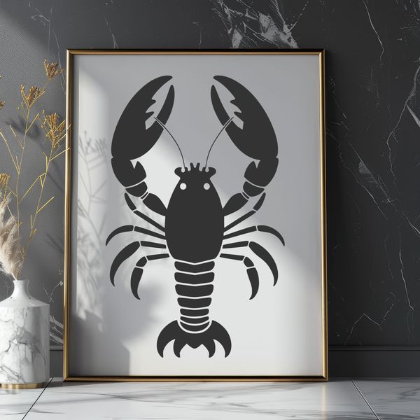 Free Lobster Vector Art A detailed illustration of a crustacean sea creature, commonly referred to as a lobster.