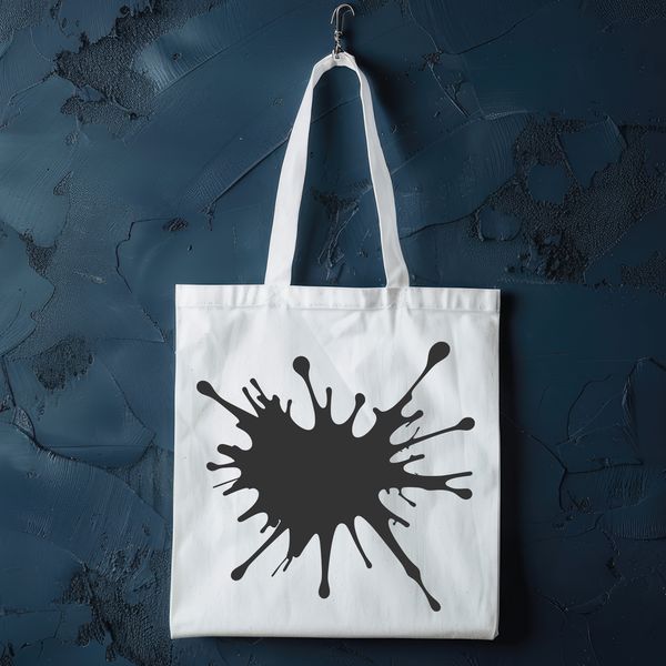 Colorful Geometric Splatter Art A colorful splat shape made up of abstract shapes and patterns.