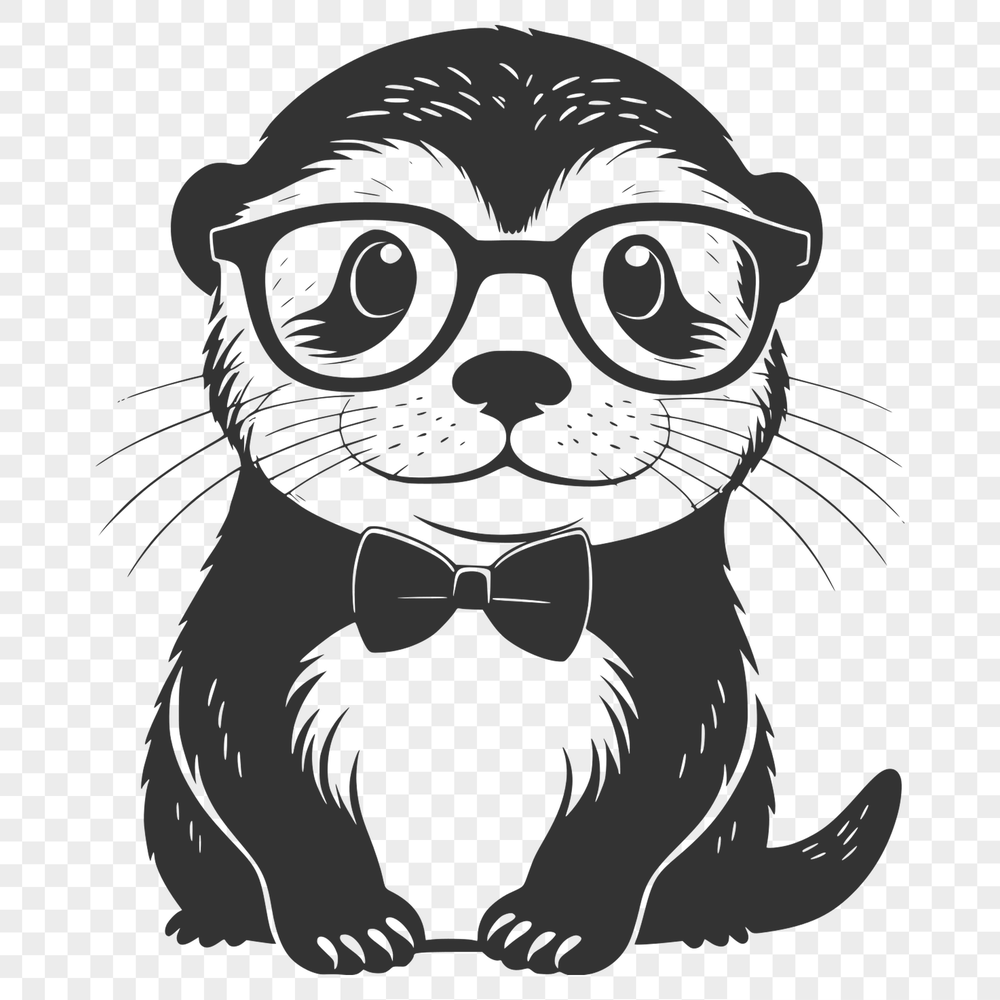 An animated otter character with glasses on its head, suitable for vector graphics.