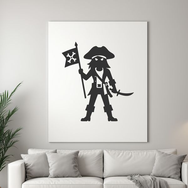 A free vector graphic illustration of a pirate, suitable for commercial or personal use with cutting machines like Cricut.