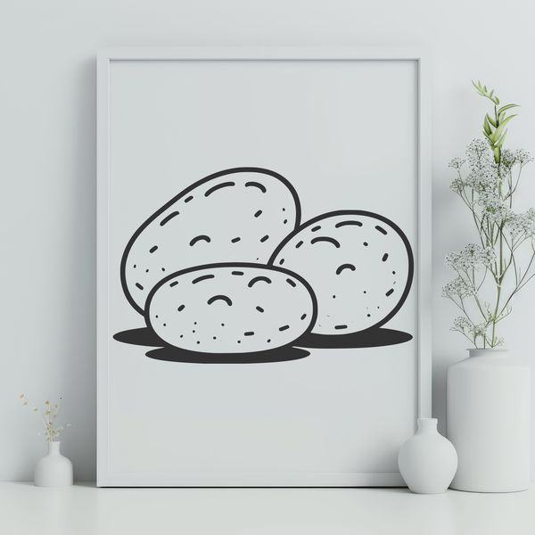 Free SVG Clip Art Design - Potato A high-resolution vector graphic of a single potato, ideal for use in various digital applications.