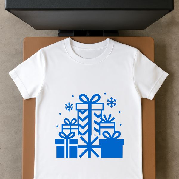 A minimalist outline design of a present wrapped in paper with a ribbon.