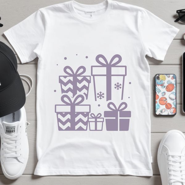 A minimalist illustration of a gift wrapped in paper with a ribbon, suitable for various creative projects.