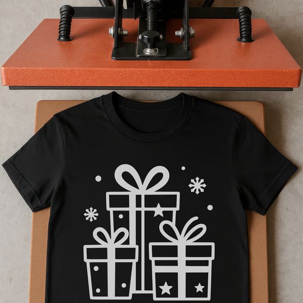 A minimalist SVG design of a gift package with a decorative bow, suitable for various uses.