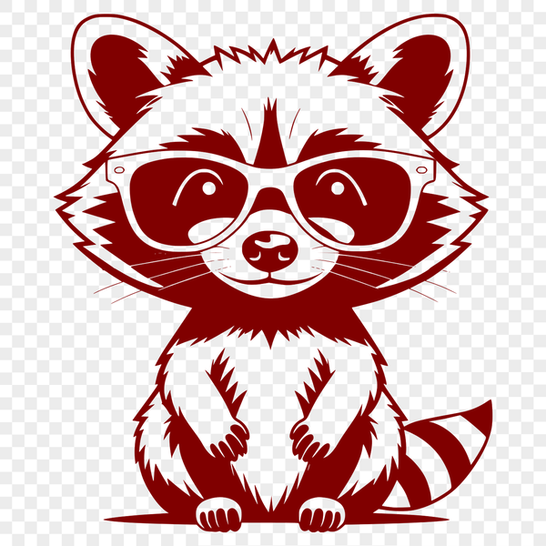 Adorable Masked Bandit Vector Graphic A raccoon wearing glasses in a vector format.