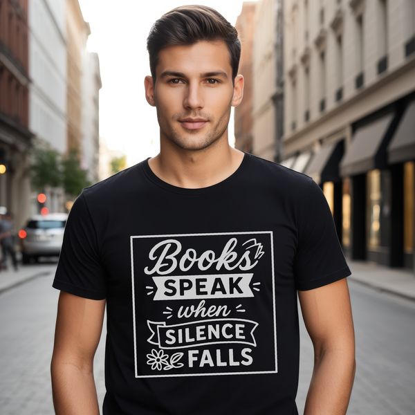 An illustrated SVG design featuring a silhouette of a person reading a book with inspirational quotes in the background.