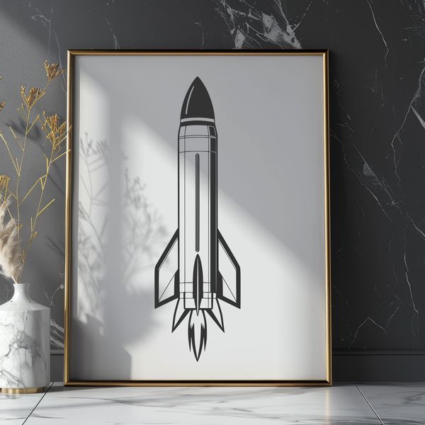 Rocket Ready to Launch SVG A detailed illustration of a spaceship ready for launch into outer space.