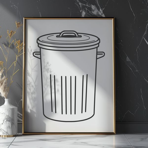 Beautiful Vector Trash Can A simple design of a modern trash can with a lid, ideal for use in vector art and digital projects.