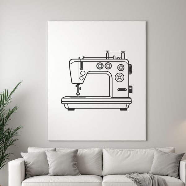Mechanical Marvels SVG Illustration A close-up illustration of a sewing machine's mechanical components in vector format.