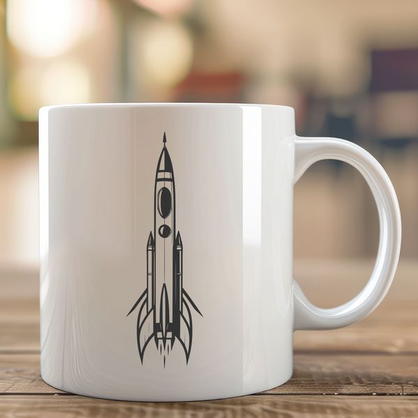 Galactic Transport in Space An illustration of a rocket ship in space, created as a vector graphic for commercial or personal use projects.