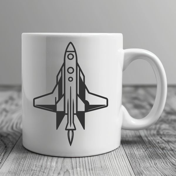 Galactic Explorer Design A detailed digital drawing of a spaceship design suitable for cutting machines or laser engraving.