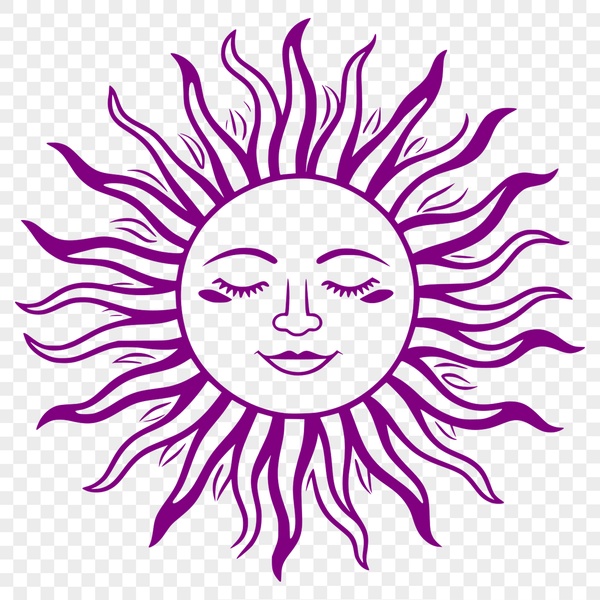 A high-resolution vector illustration of the sun with bold rays and a bright yellow center.