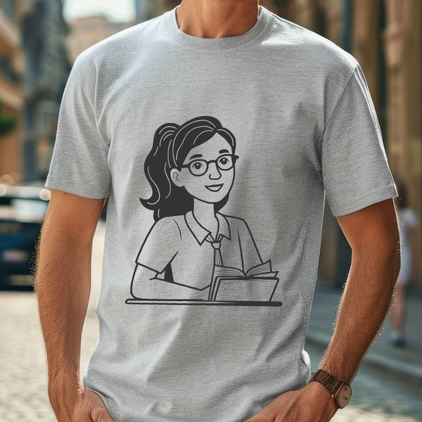 Educational Professional Portrait A simple illustration of a woman working as a teacher in a classroom setting.