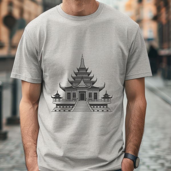 A traditional Buddhist temple with ornate architecture and intricate details, suitable for graphic design projects.