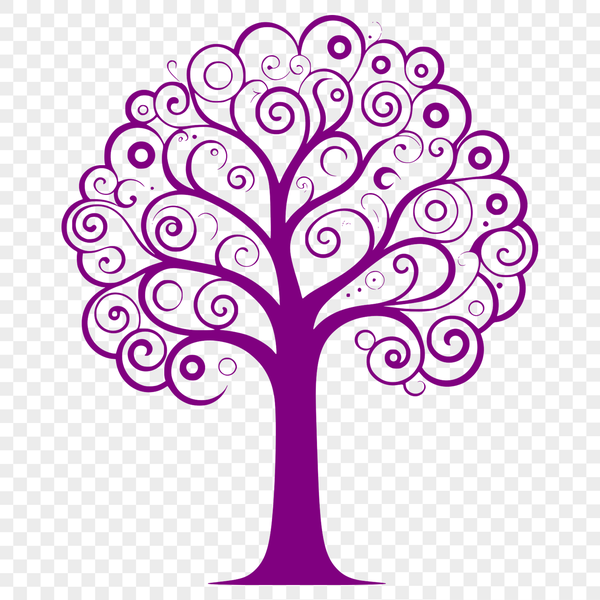 A single tree silhouette with detailed branching, suitable for vector designs in various formats such as PDF, DXF, and SVG.