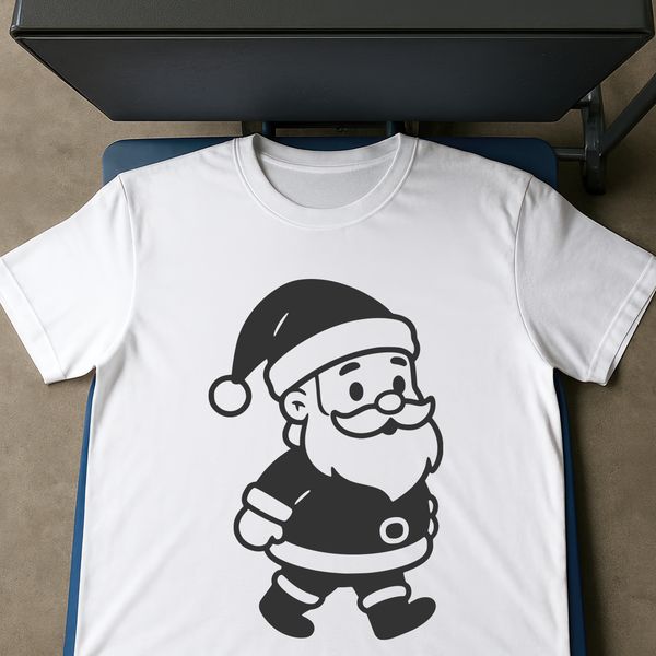 Illustrative vector art image of Father Christmas in a festive pose.