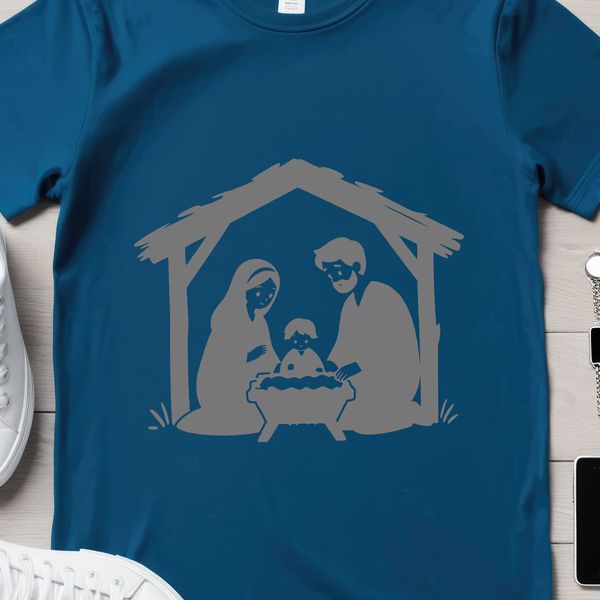 A classic representation of the Nativity scene in simple, vector graphics.