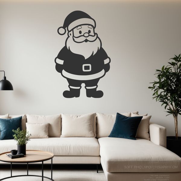A vector illustration of Father Christmas in a festive holiday outfit.