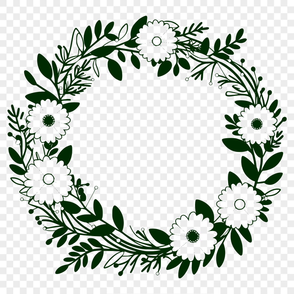 Free SVG Wreath Download Template Decorative wreath made from intricate floral patterns.