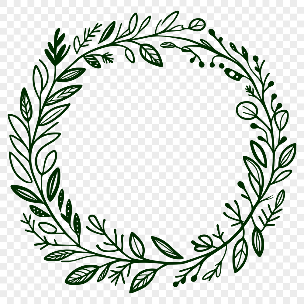Delicate Floral Wreath Illustration An ornate SVG wreath illustration suitable for digital crafting and commercial use.