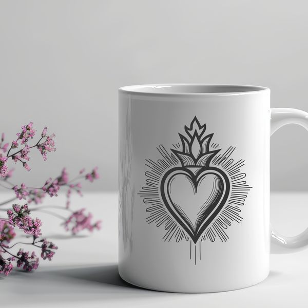 Beautiful Sacred Heart Symbol Illustration A detailed illustration of the Sacred Heart symbol in vector format, suitable for digital use.