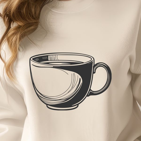 Intricate Teacup Design A delicate teacup with intricate designs, suitable for vector art projects.