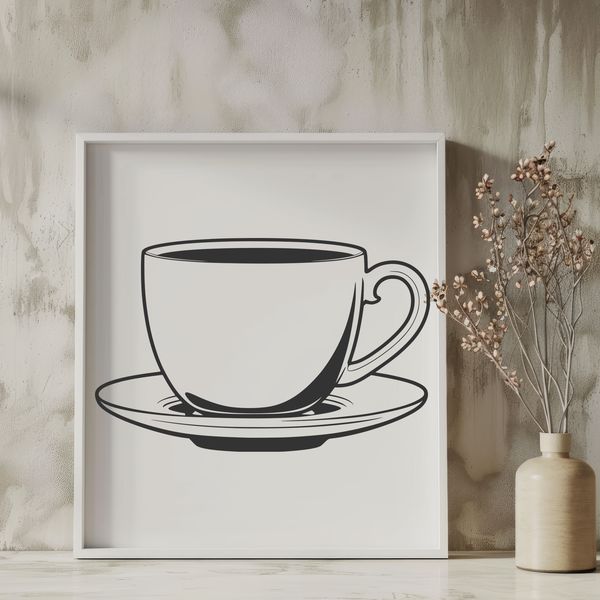 Beautiful Hand-Drawn Tea Cup Illustration A hand-drawn teacup illustration designed as a vector graphic.