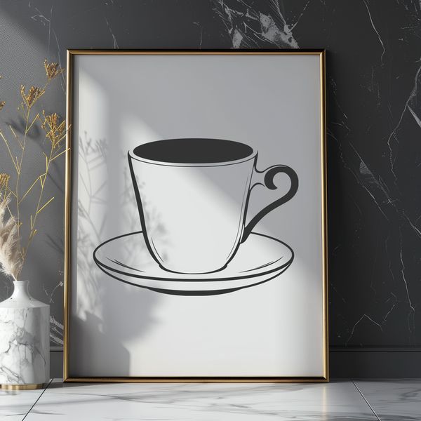 Beautiful Handheld Teacup Design A single-handled teacup with a curved body and delicate handle, ideal for hot beverage consumption.