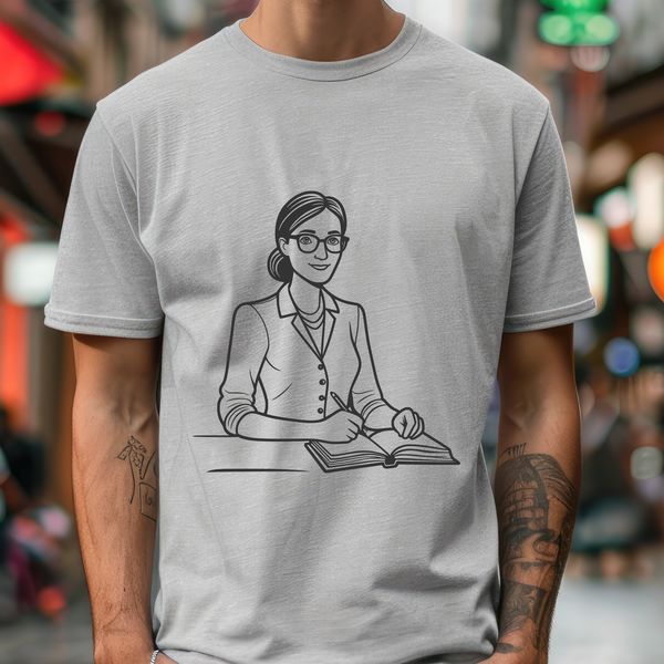 Woman Teacher Illustration A professional woman in a classroom setting, illustrating the education profession.