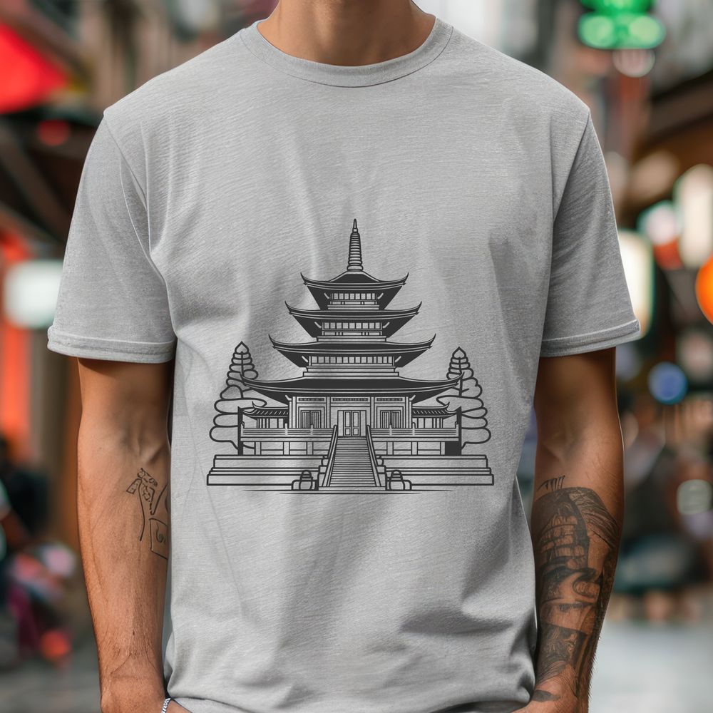 Ornate Temple Architecture SVG File Buddhist temple architecture featuring intricate details and ornate design elements.