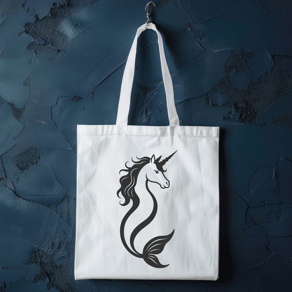 Mythical Mermaid Horse Vector Graphic A mythical creature with the upper body of a mermaid and lower body of a horse, represented as a vector graphic.