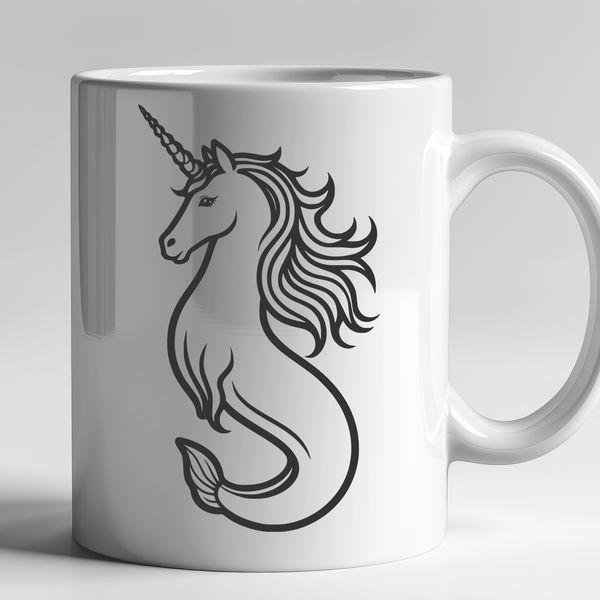 Magical Unimaid Creature SVG Icon An SVG illustration of a mythical creature with a mermaid's tail and unicorn features.