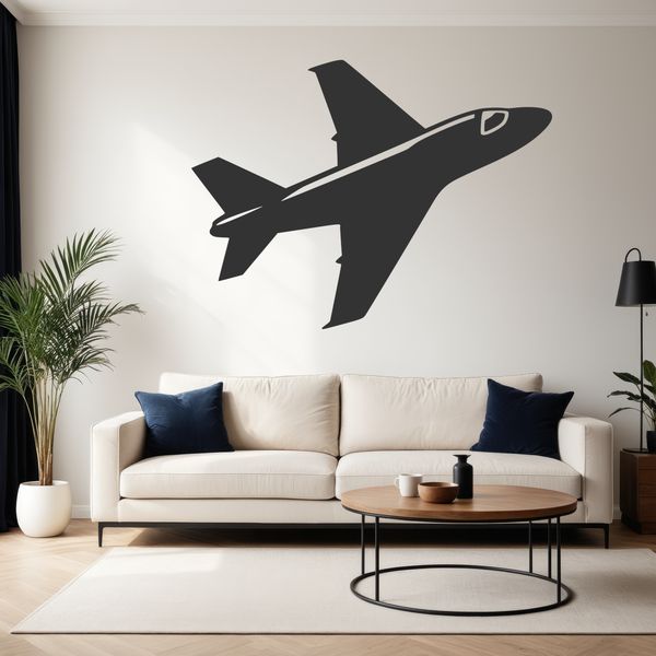 An outline vector graphic of a plane soaring through the sky.