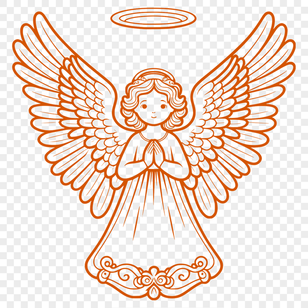 Beautiful Clip Art Angel A stylized illustration of a winged creature with a peaceful expression, suitable for crafting and design projects.