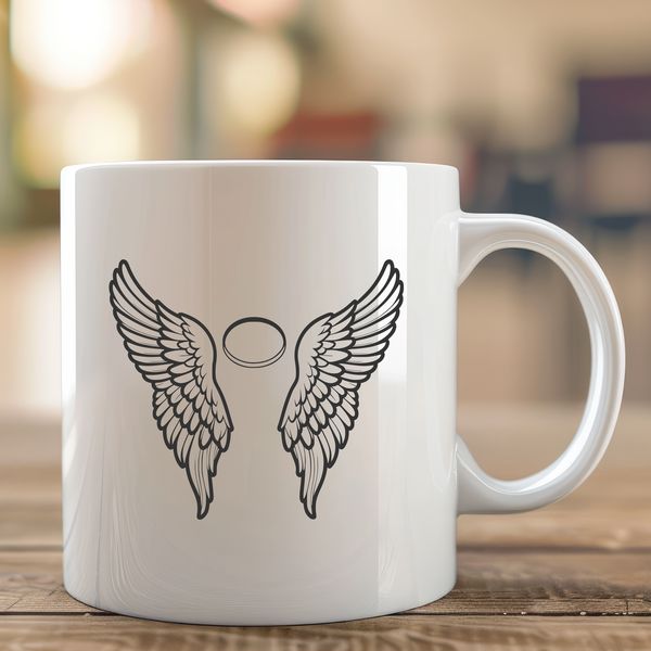 Free Halo Effect Angel Wings Vector Design A pair of delicate, feather-like angel wings with a subtle halo effect, suitable for vector design.