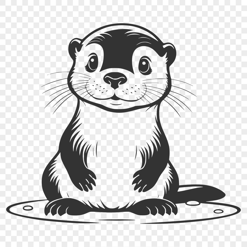 A stylized illustration of a river otter in a natural environment.
