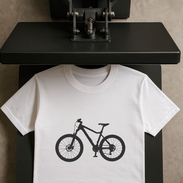 A minimalist bicycle silhouette designed for commercial and personal use as a vector art cut file.