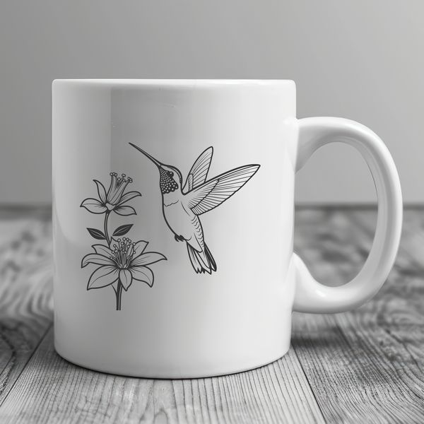 A colorful hummingbird perched on a floral branch, illustrated in vector style.