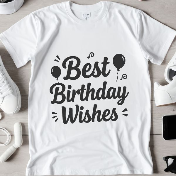 A simple, vector graphic illustration of a birthday quote in bold, cursive font.