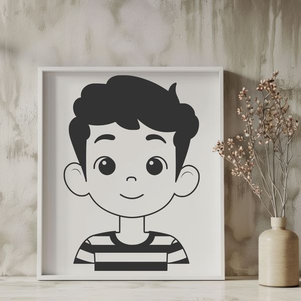 Simple boy design vector art A simple illustration of a young boy in a neutral pose, suitable for graphic design projects.