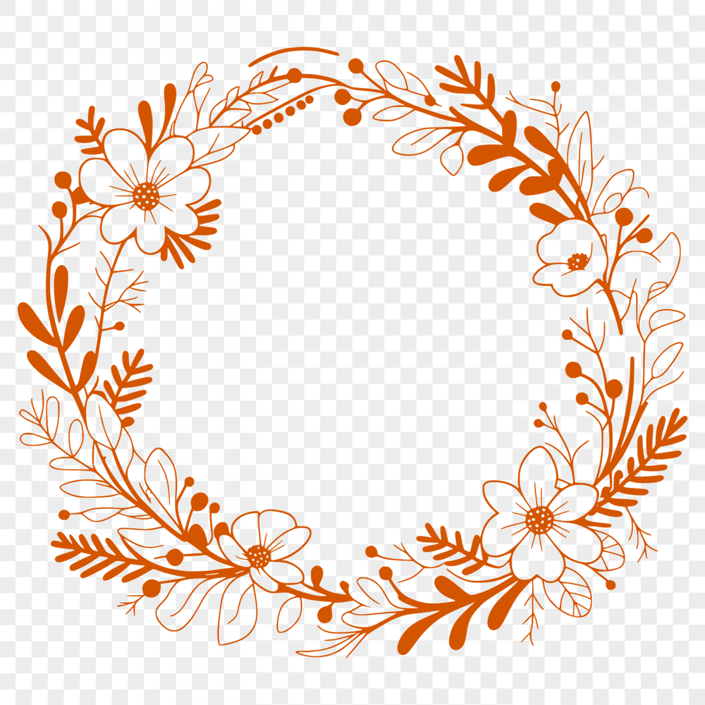 Beautiful Floral Wreath SVG Clipart A high-quality vector floral wreath clipart for digital and commercial use in various formats including PDF, DXF, and PNG.