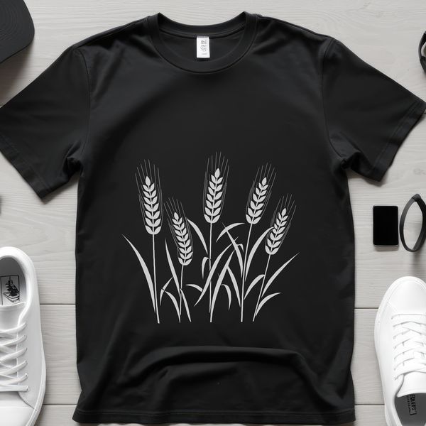 A clean line art depiction of wheat suitable for various design applications.