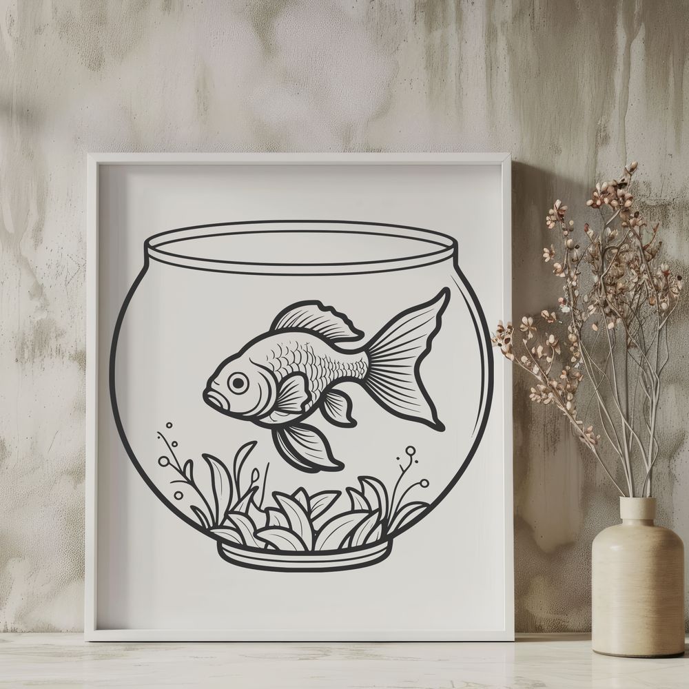 Isolated Goldfish Illustration for Crafters An isolated vector graphic design of a goldfish, suitable for various digital and crafting applications.