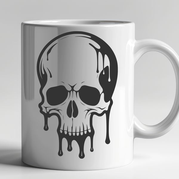 Blood-Soaked Skull Design Template A detailed SVG illustration of a skull with dripping blood, suitable for use in Halloween designs.