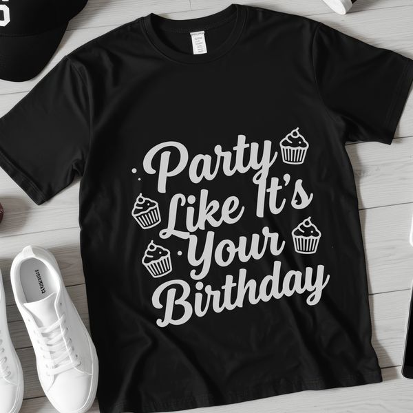 A simple vector design for a birthday celebration, featuring clean lines and minimal text.