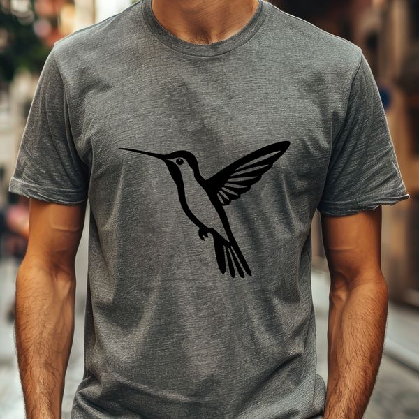 Iridescent Bird Silhouette in Vector Format A colorful bird with iridescent feathers and a long beak, characteristic of the hummingbird species.