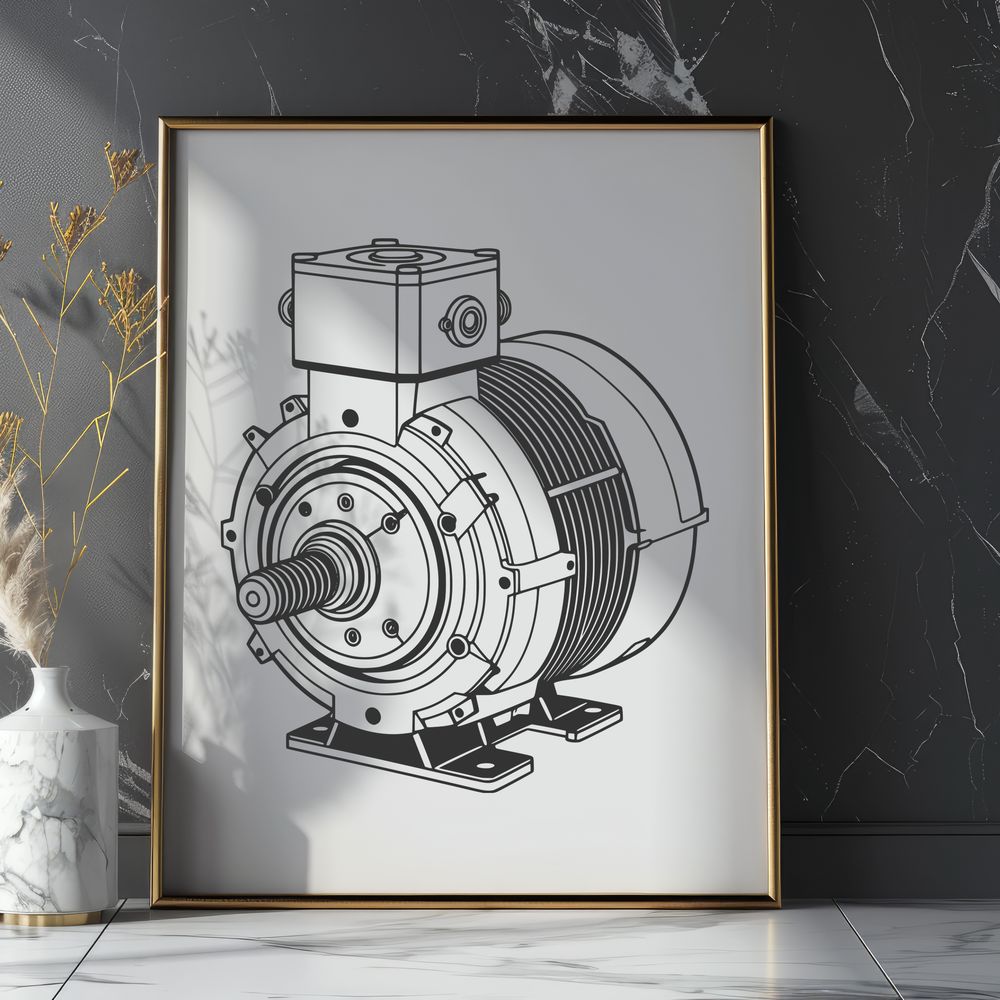 Technical SVG Motor Design A technical illustration of an electric motor in vector format.