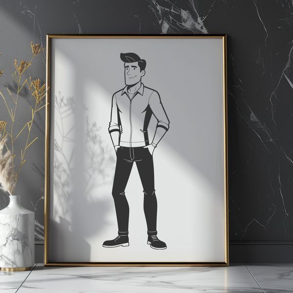 Simple Line Art Male Silhouette Designs A simple line illustration of a male figure in various poses.