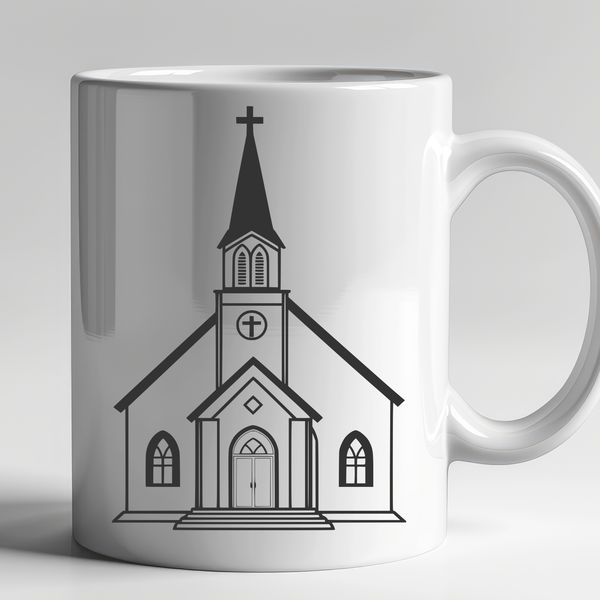 A vector graphic representation of a typical Baptist house of worship.