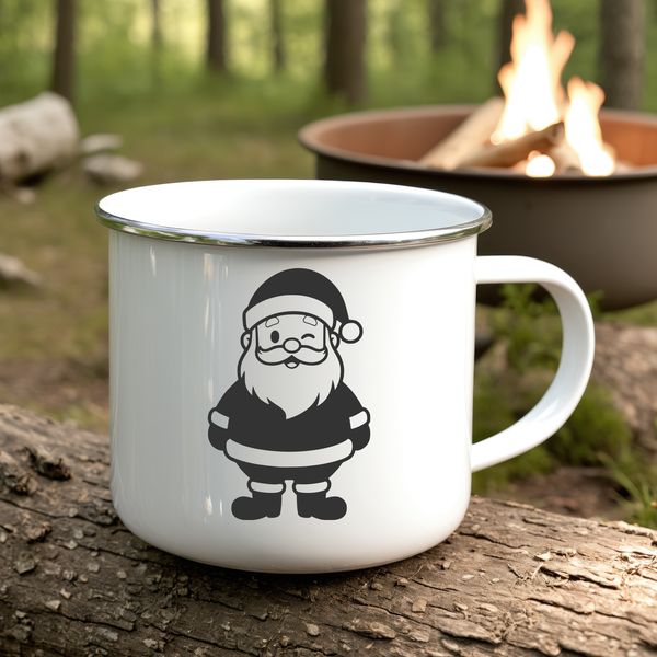 A vector illustration of Father Christmas in a traditional red coat with white fur trim.